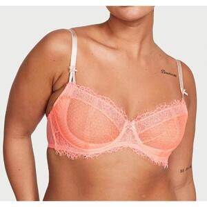 ictoria's Secret Neon Orange Lace Unlined Balconette Demi Bra NEW NWT 32C